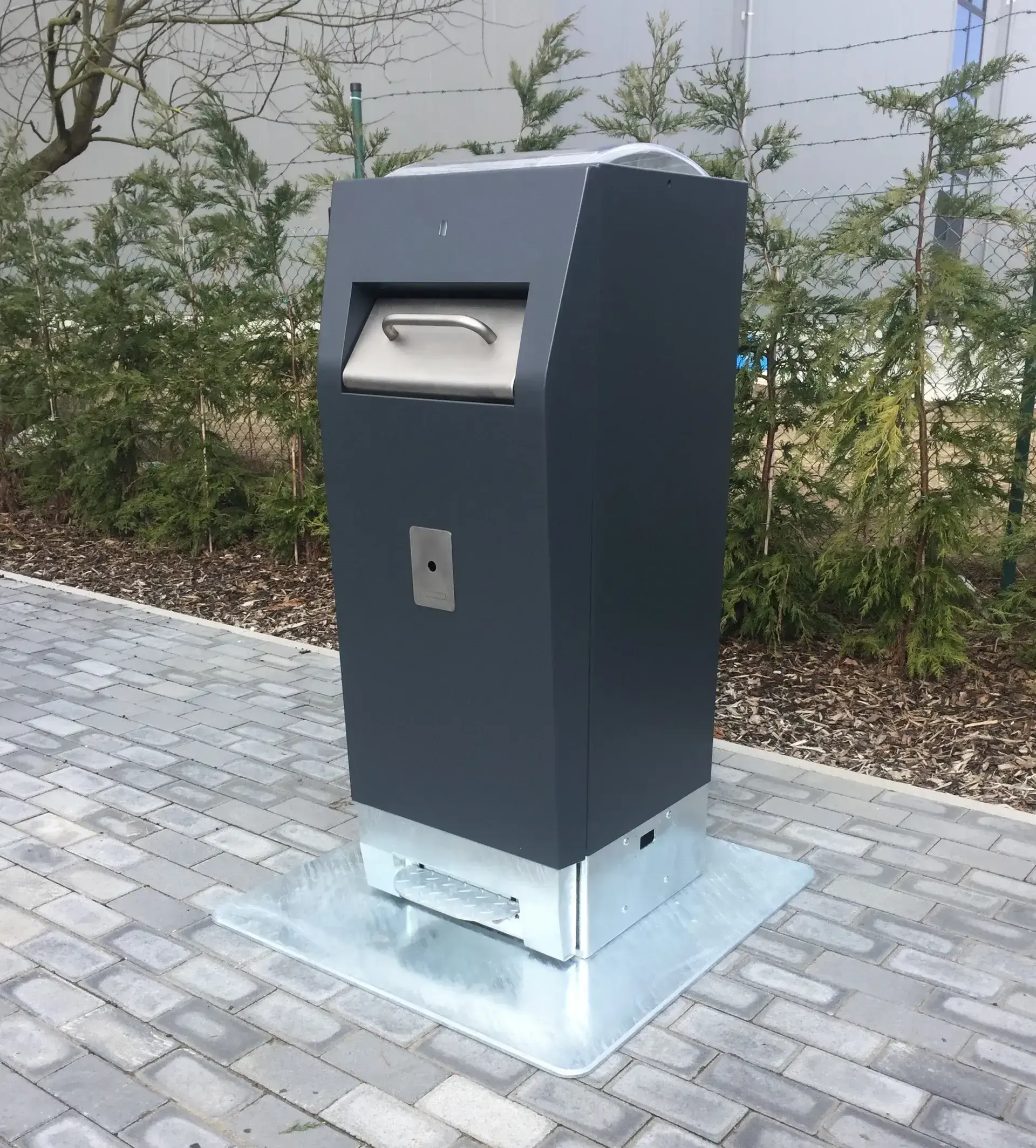 Front view of a WasteMate compacting bin