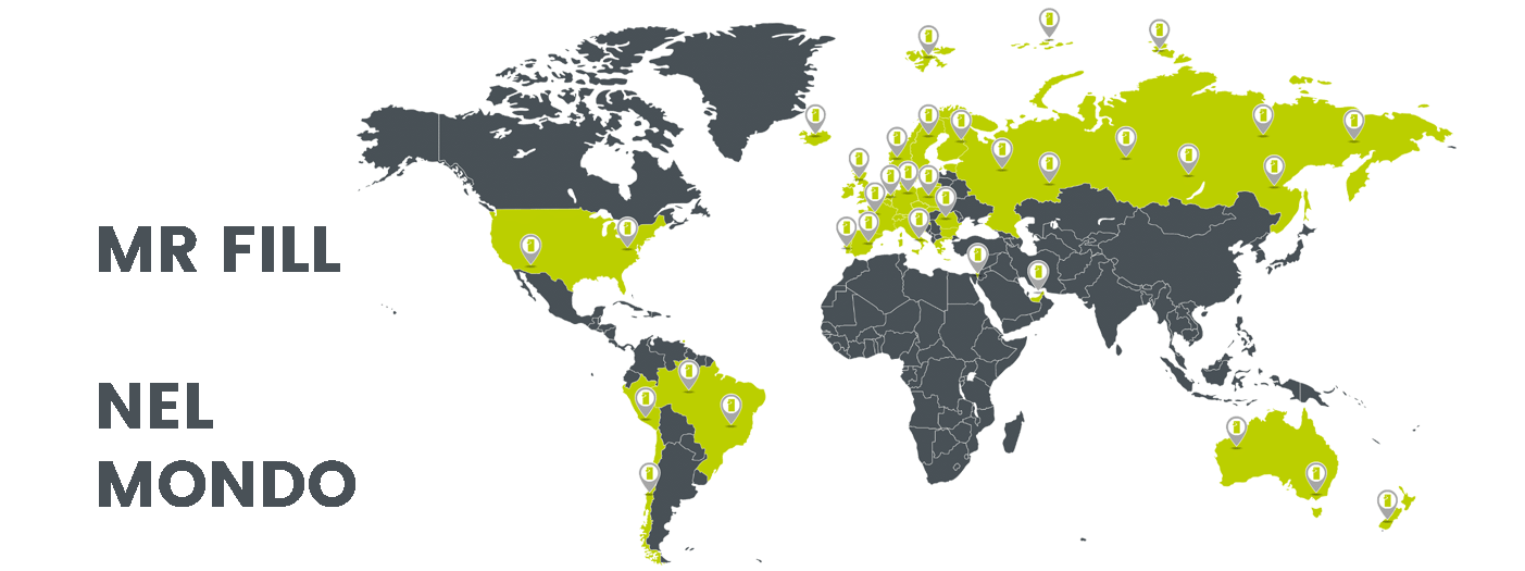 Mappa dei cestini portarifiuti compattanti della Mr Fill nel mondo